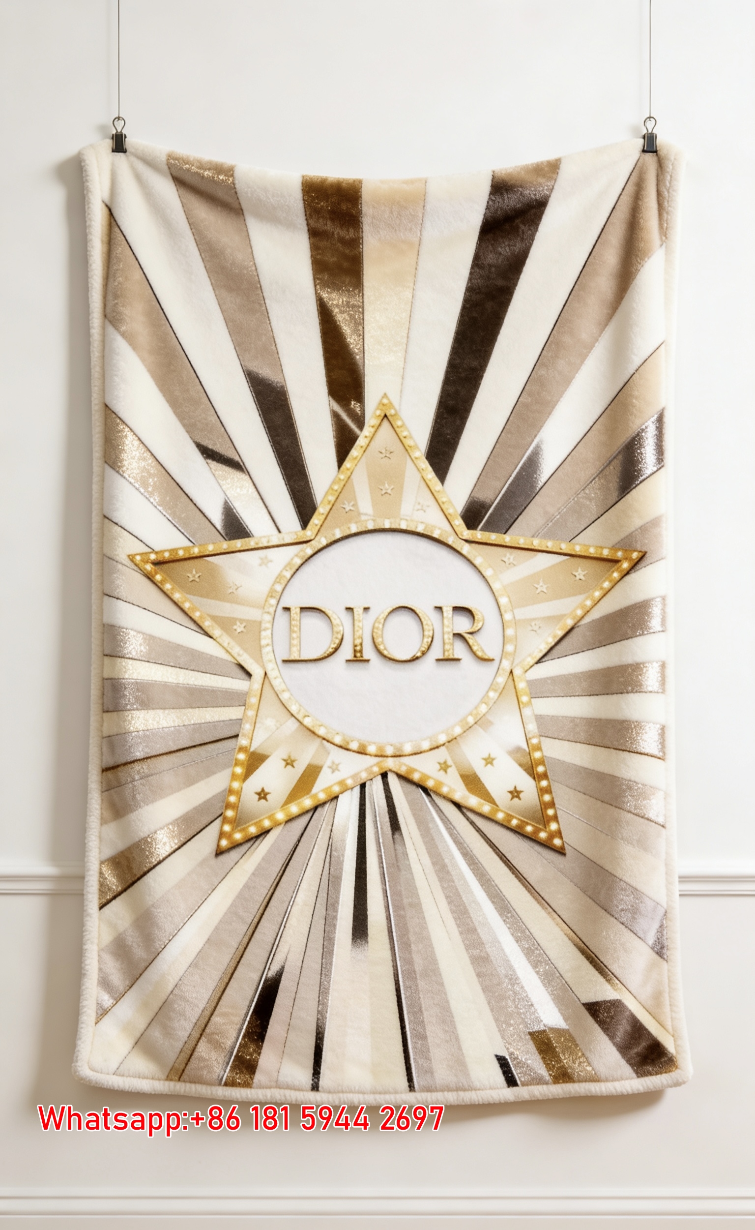 Dior Gold Star Radiant Flannel Blanket Throw Sofa Decor D140